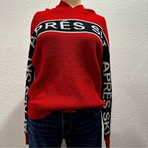 Kailey K Apres Ski Hooded Knit Sweater Vacation Trip Lodge Snow Wear Cabincore 🥂